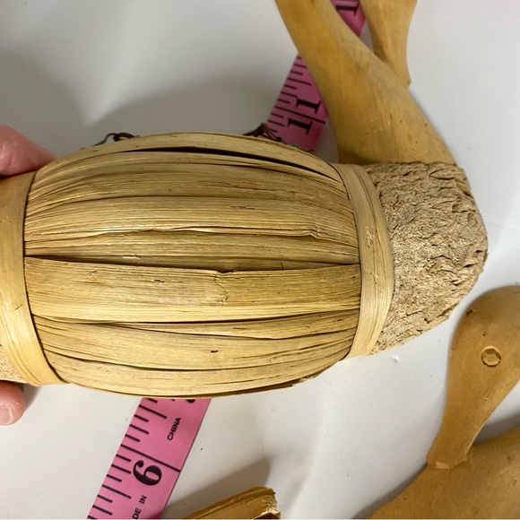 Set of 3-Vintage Corn Husk Swan Decoy Figure Handmade Wood - Picture 11 of 11